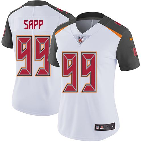 Tampa Bay Buccaneers #99 Warren Sapp White Women's Stitched Vapor Untouchable Limited Jersey Womens