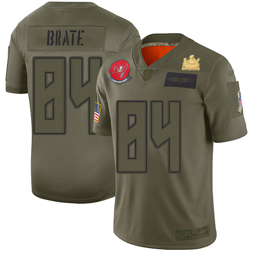 Tampa Bay Buccaneers #84 Cameron Brate Camo Men's Super Bowl LV Champions Patch Stitched Limited 2019 Salute To Service Jersey Men's