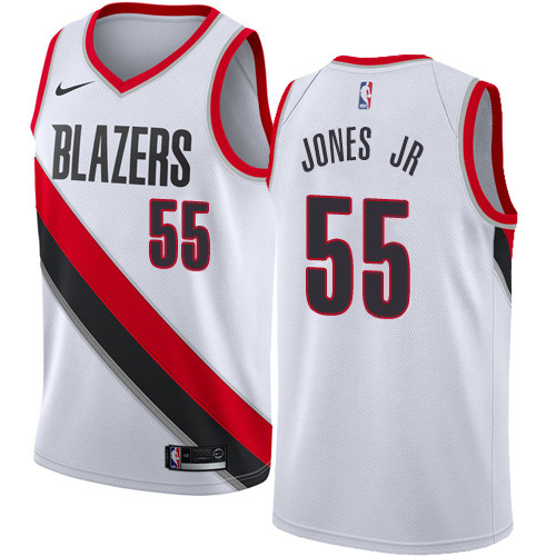 Portland Trail Blazers #55 Derrick Jones Jr White Swingman Association Edition Jersey Mens