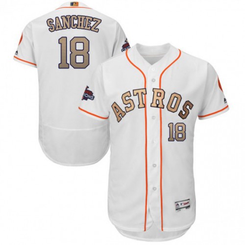 Houston Astros #18 Aaron Sanchez White FlexBase Authentic 2018 Gold Program Cool Base Stitched Jersey Men's