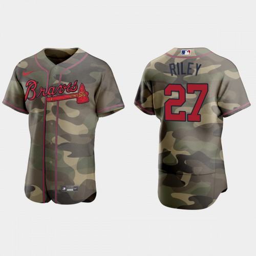 Atlanta Atlanta Braves #27 Austin Riley Men's 2021 Armed Forces Day Authentic Jersey -Camo Men's