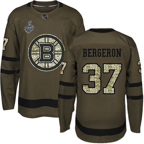 Adidas Boston Bruins #37 Patrice Bergeron Green Salute to Service Stanley Cup Final Bound Youth Stitched Jersey Youth