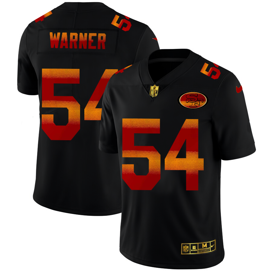San Francisco 49ers #54 Fred Warner Men's Black Red Orange Stripe Vapor Limited Jersey