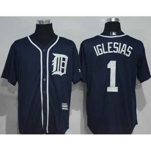 Detroit Tigers #1 Jose Iglesias Navy Blue New Cool Base Stitched Jersey Men's
