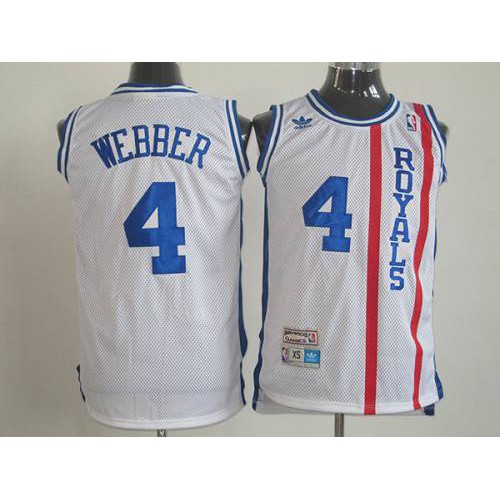 Sacramento Kings #4 Chris Webber White Throwback Stitched Jersey Mens