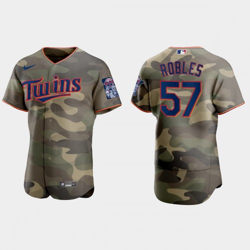 Minnesota Minnesota Twins #57 Hansel Robles Men's 2021 Armed Forces Day Authentic Jersey -Camo Men's