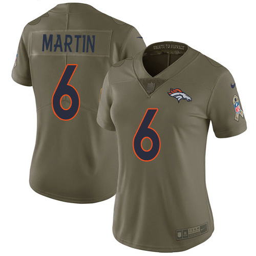 Denver Broncos #6 Sam Martin Olive Women's Stitched Limited 2017 Salute To Service Jersey Womens