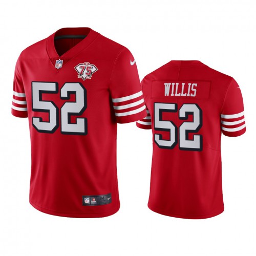San Francisco 49ers #52 Patrick Willis Red Rush Youth 75th Anniversary Stitched Vapor Untouchable Limited Jersey Youth