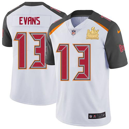Buccaneers #13 Mike Evans White Youth Super Bowl LV Champions Patch Stitched Vapor Untouchable Limited Jersey