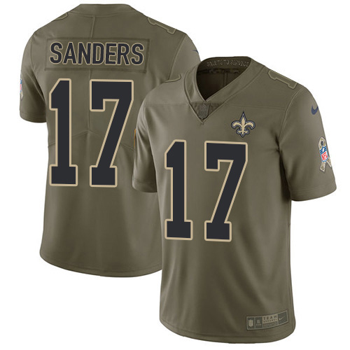 New Orleans Saints #17 Emmanuel Sanders Olive Youth Stitched Limited 2017 Salute To Service Jersey Youth