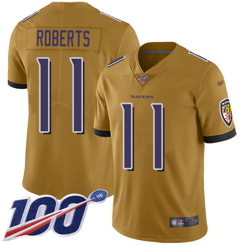 Baltimore Ravens #11 Seth Roberts Gold Youth Stitched Limited Inverted Legend 100th Season Jersey Youth