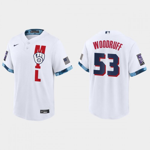 Milwaukee Milwaukee Brewers #53 Brandon Woodruff 2021 All Star Game Fan's Version White Jersey Men's