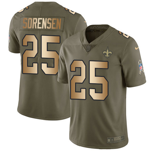 Saints #25 Daniel Sorensen Olive/Gold Youth Stitched Limited 2017 Salute To Service Jersey