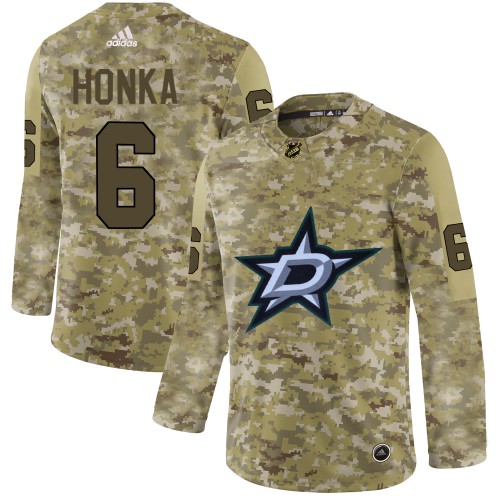 Adidas Dallas Stars #6 Julius Honka Camo Authentic Stitched Jersey Men's