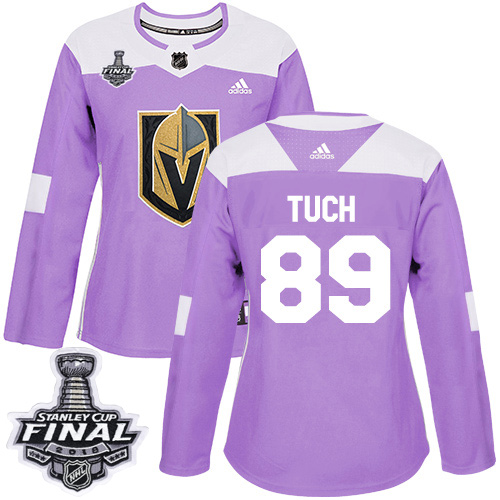 Adidas Golden Vegas Golden Knights #89 Alex Tuch Purple Authentic Fights Cancer 2018 Stanley Cup Final Women's Stitched Jersey Womens
