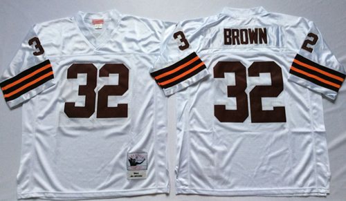 Mitchell And Ness 1963 Browns #32 Jim Brown White Throwback Stitched Jersey