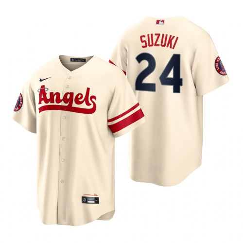 Los Angeles Los Angeles Angels #24 Kurt Suzuki Cream Men's 2022 City Connect Game Jersey Men's