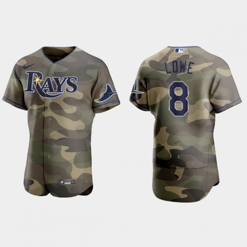 Tampa Bay Tampa Bay Rays #8 Brandon Lowe Men's 2021 Armed Forces Day Authentic Jersey -Camo Men's