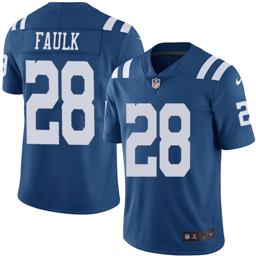 Indianapolis Colts #28 Marshall Faulk Royal Blue Men's Stitched Limited Rush Jersey Men's