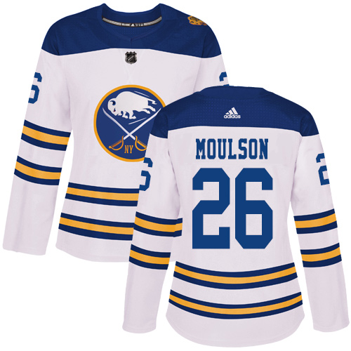 Adidas Buffalo Sabres #26 Matt Moulson White Authentic 2018 Winter Classic Women's Stitched Jersey Womens