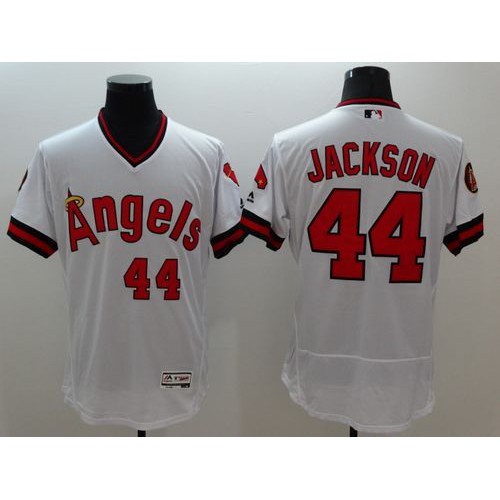 Los Angeles Angels of Anaheim #44 Reggie Jackson White Flexbase Authentic Collection Cooperstown Stitched Jersey Men's