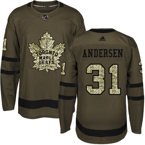 Adidas Maple Toronto Maple Leafs #31 Frederik Andersen Green Salute to Service Stitched Jersey Men's