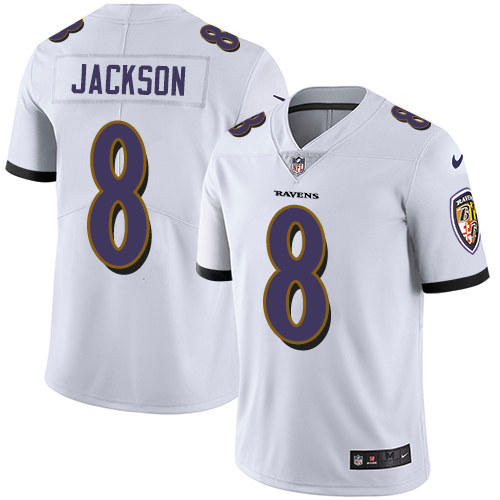 Ravens #8 Lamar Jackson White Men's Stitched Vapor Untouchable Limited Jersey