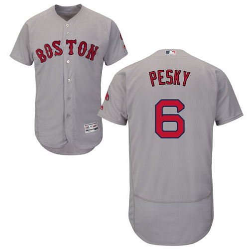 Boston Red Sox #6 Johnny Pesky Grey Flexbase Authentic Collection Stitched Jersey Men's