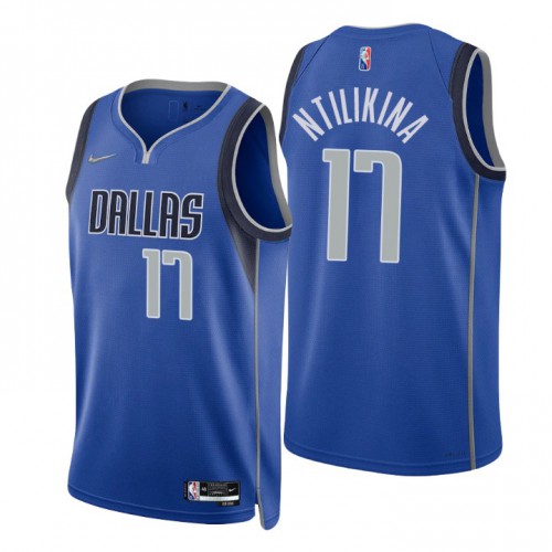 Dallas Mavericks #17 Frank Ntilikina Blue Mens 2021-22 75th Anniversary Diamond Swingman Jersey - Icon Edition Mens