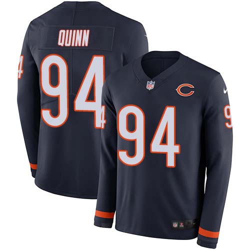 Chicago Bears #94 Robert Quinn Navy Blue Team Color Men's Stitched Limited Therma Long Sleeve Jersey Men's