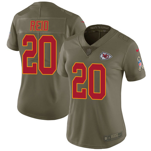 Kansas City Chiefs #20 Justin Reid Olive Women's Stitched Limited 2017 Salute to Service Jersey Womens