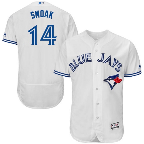 Toronto Blue Jays #14 Justin Smoak White Flexbase Authentic Collection Stitched Jersey Men's