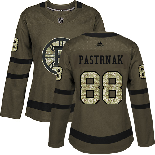 Adidas Boston Bruins #88 David Pastrnak Green Salute to Service Women's Stitched Jersey Womens