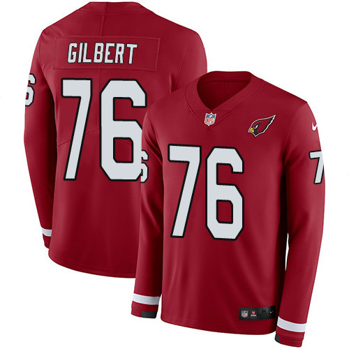 Cardinals #76 Marcus Gilbert Red Team Color Youth Stitched Limited Therma Long Sleeve Jersey