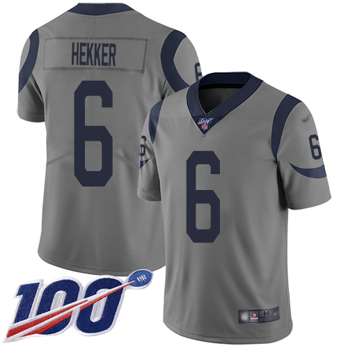 Los Angeles Rams #6 Johnny Hekker Gray Men's Stitched Limited Inverted Legend 100th Season Jersey Men's