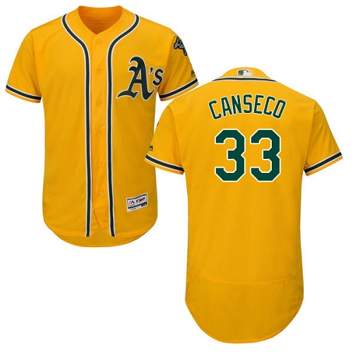 Oakland Athletics #33 Jose Canseco Gold Flexbase Authentic Collection Stitched Jersey Men's
