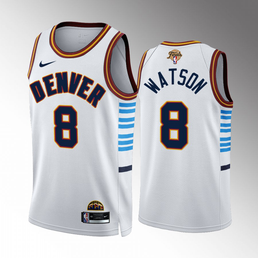 Denver Nuggets #8 Peyton Watson White 2023 Finals Patch City Edition Jersey