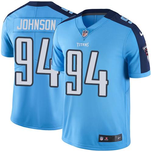 Tennessee Titans #94 Austin Johnson Light Blue Men's Stitched Limited Rush Jersey Men's