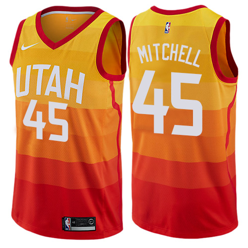 Utah Jazz #45 Donovan Mitchell Orange Swingman City Edition Jersey Mens