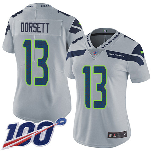 Seattle Seahawks #13 Phillip Dorsett Grey Alternate Women's Stitched 100th Season Vapor Untouchable Limited Jersey Womens