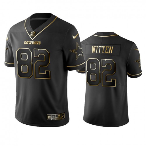Dallas Cowboys #82 Jason Witten Black Golden Limited Edition Stitched Jersey Men's