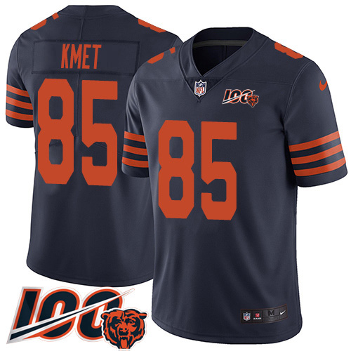 Chicago Bears #85 Cole Kmet Navy Blue Alternate Youth Stitched 100th Season Vapor Untouchable Limited Jersey Youth