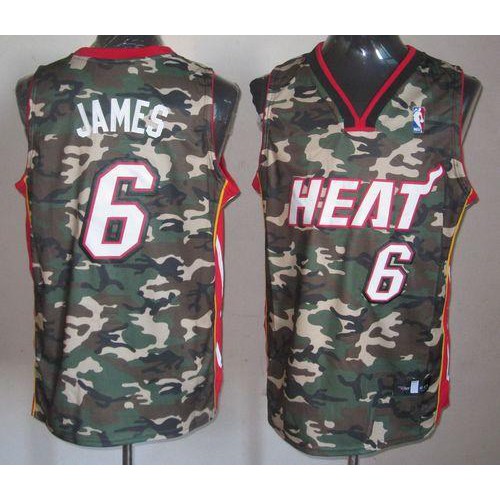 Miami Heat #6 LeBron James Camo Stealth Collection Stitched Jersey Mens