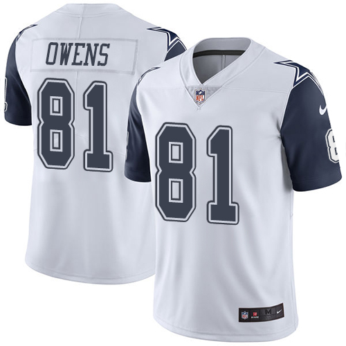 Dallas Cowboys #81 Terrell Owens White Men's Stitched Limited Rush Jersey Men's