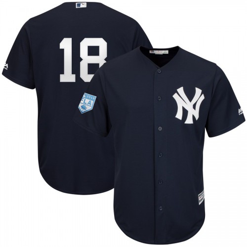 New York Yankees #18 Didi Gregorius Navy Blue 2019 Spring Training Cool Base Stitched Jersey Men's