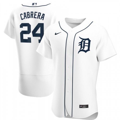 Detroit Detroit Tigers #24 Miguel Cabrera Men's White Home 2020 Authentic Player Jersey Men's