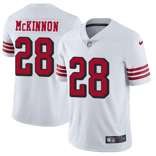 San Francisco 49ers #28 Jerick McKinnon White Rush Youth Stitched Vapor Untouchable Limited Jersey Youth
