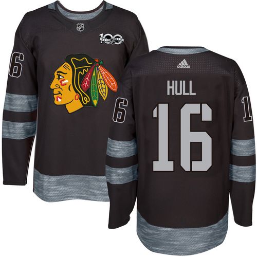 Adidas Chicago Blackhawks #16 Bobby Hull Black 1917-2017 100th Anniversary Stitched Jersey Men's