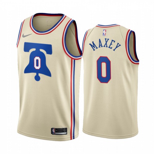 Philadelphia Philadelphia 76ers #0 Tyrese Maxey Cream Womens Swingman 2020-21 Earned Edition Jersey Womens
