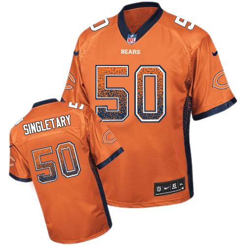 Bears #50 Mike Singletary Orange Alternate Men's Stitched Elite Drift Fashion Jersey